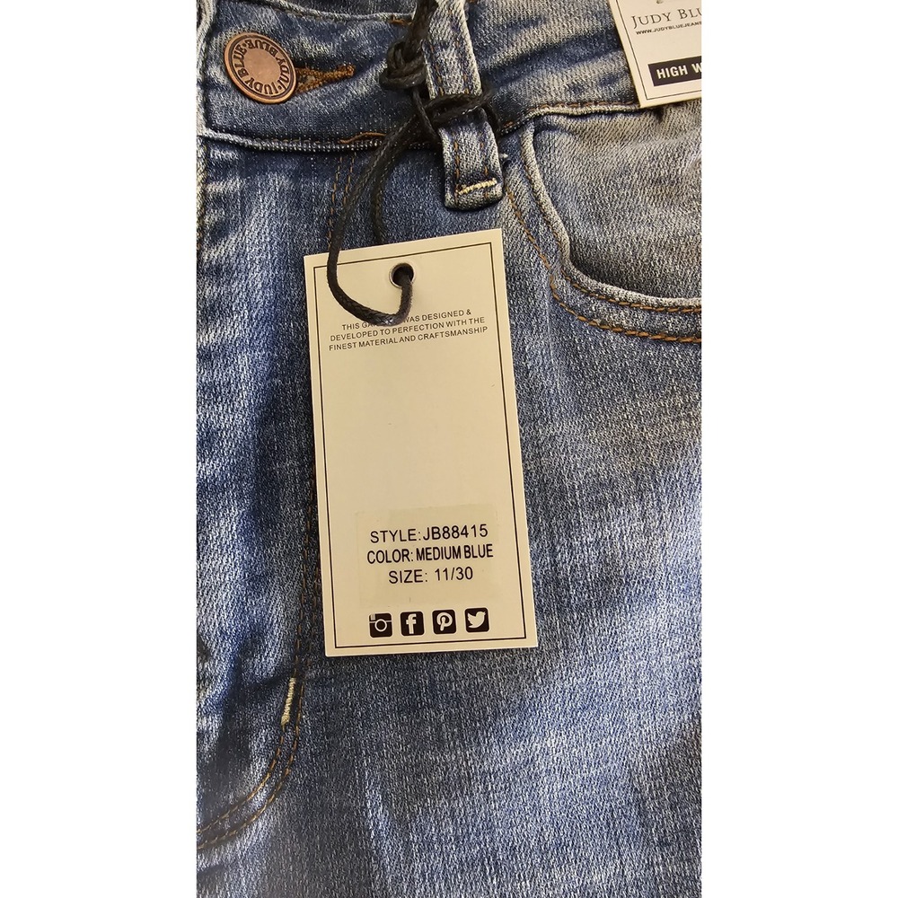 NWT Judy Blue Dandelion Skinny High Waisted Medium Blue size 11W - Picture 3 of 7